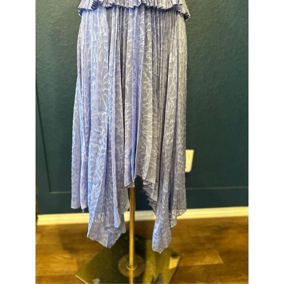 BCBGMAXAZRIA FIT AND FLARE PLEATED ASYMMETRIC MIDI DRESS - Picture 5 of 8